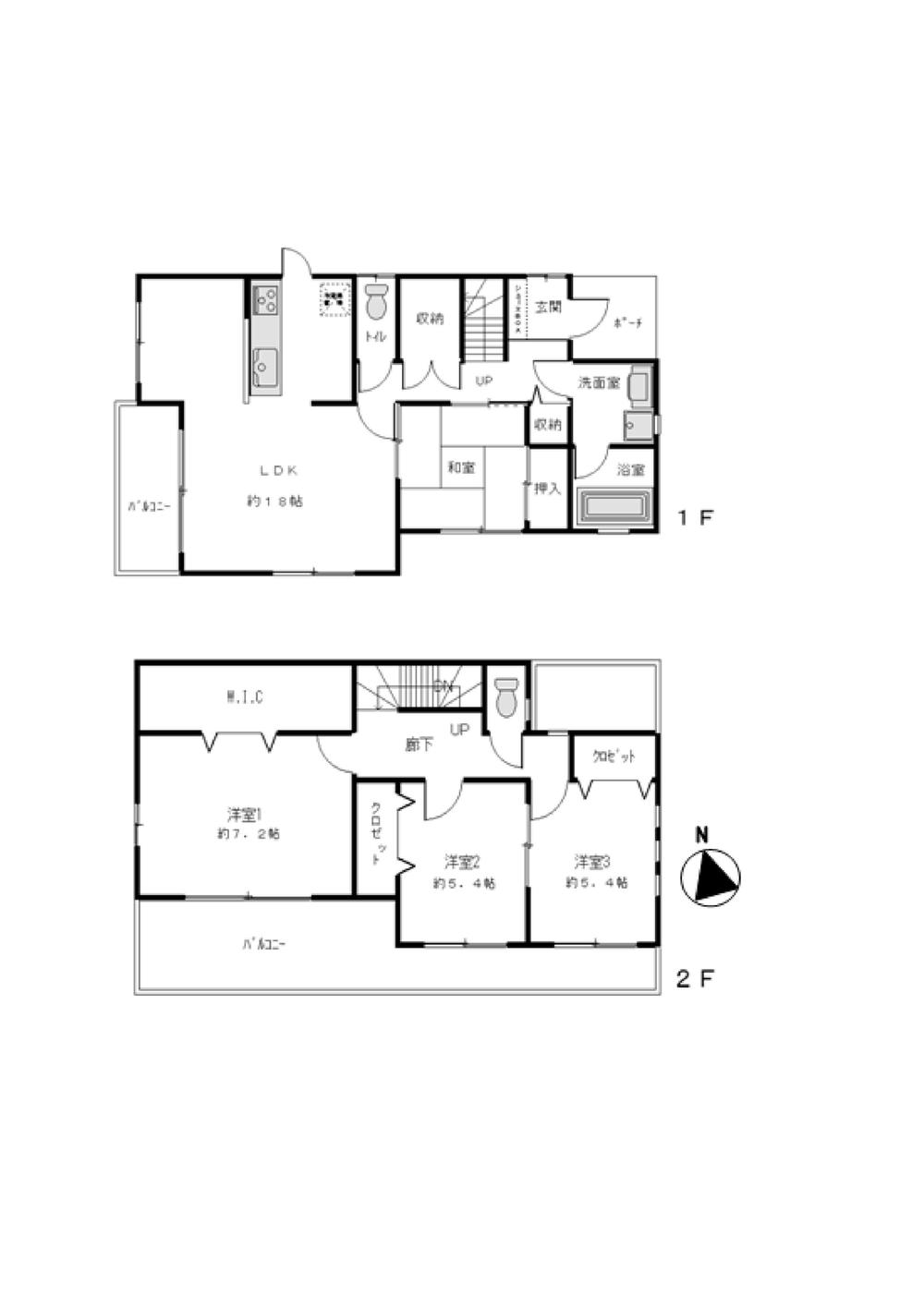 Floor plan. 36,800,000 yen, 4LDK, Land area 192.87 sq m , Building area 104.54 sq m image Floor