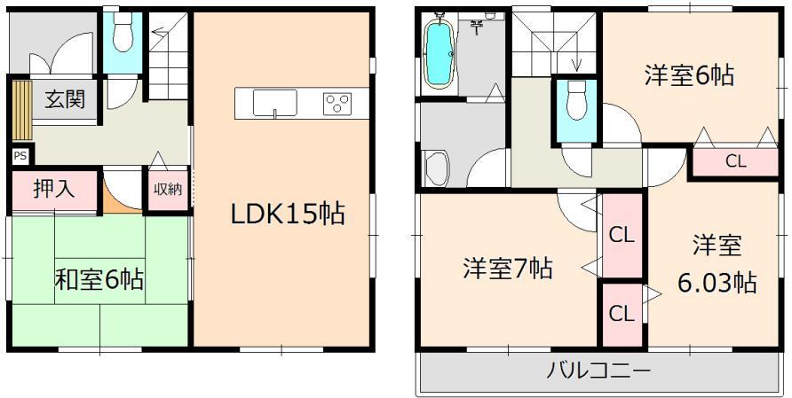 Floor plan. 30,300,000 yen, 4LDK, Land area 100.4 sq m , Building area 96.88 sq m
