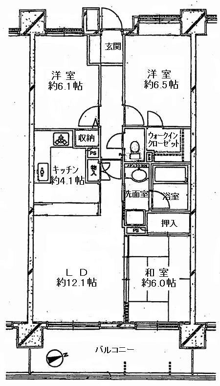 Floor plan. 3LDK, Price 18,800,000 yen, Occupied area 75.27 sq m , Balcony area 12.9 sq m