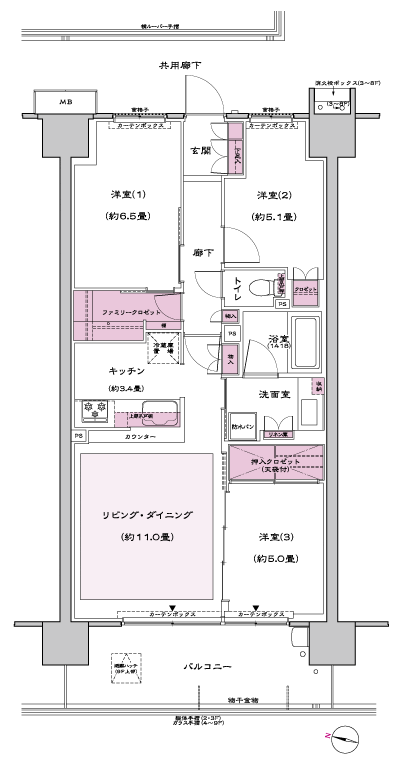 Floor: 3LDK + FC, the occupied area: 70.82 sq m, price: 23 million yen (tentative)