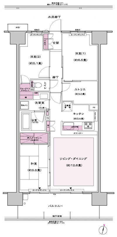 Floor: 3LDK + Yutorie + WIC, the occupied area: 75.64 sq m, price: 27 million yen (tentative)