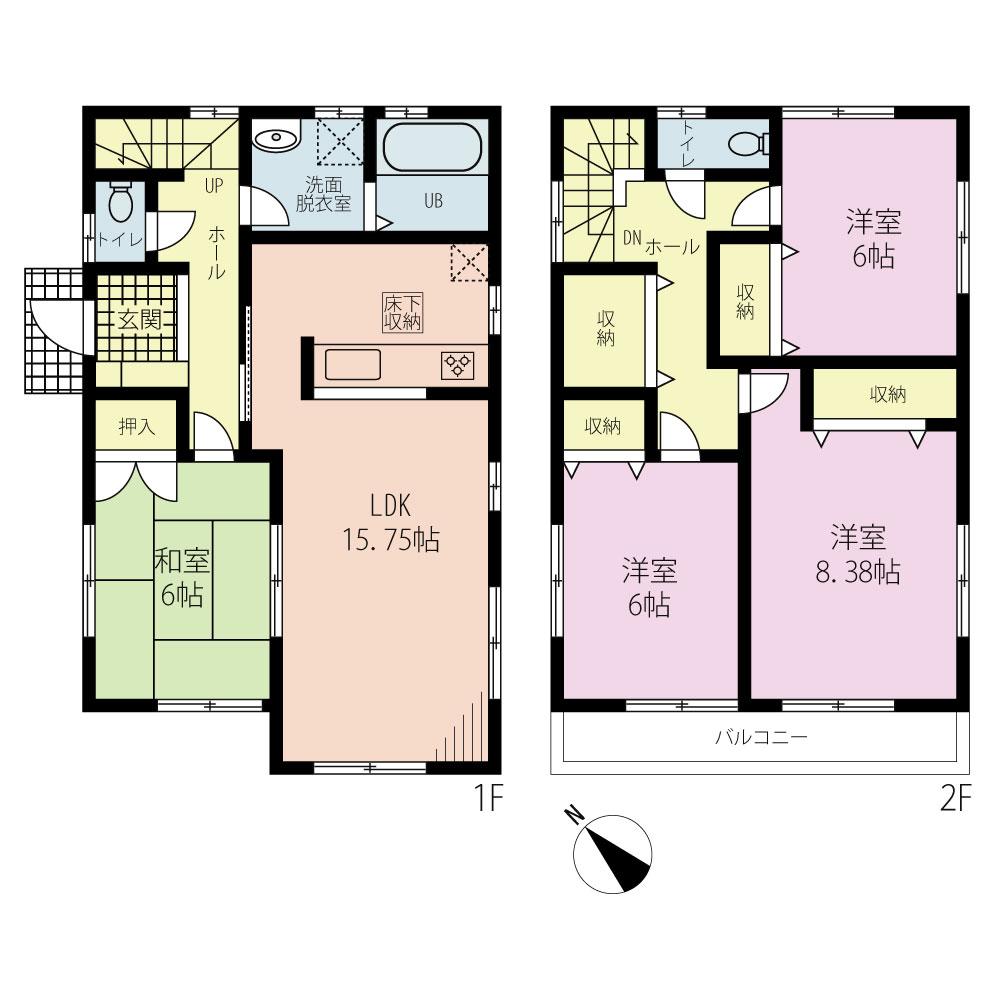 Floor plan. (4 Building), Price 34,800,000 yen, 4LDK, Land area 134.23 sq m , Building area 105.16 sq m