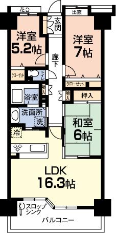Floor plan. 3LDK, Price 22,800,000 yen, Occupied area 78.03 sq m , Balcony area 10.62 sq m