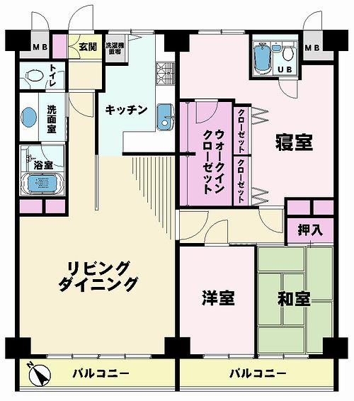 Floor plan. 3LDK, Price 14.8 million yen, Footprint 105.47 sq m , Balcony area 10.4 sq m