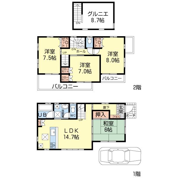 Floor plan. 36,800,000 yen, 4LDK, Land area 116.74 sq m , Building area 101.02 sq m