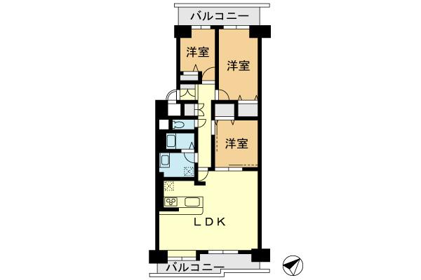 Floor plan. 3LDK, Price 29,800,000 yen, Occupied area 83.63 sq m , Balcony area 15.24 sq m