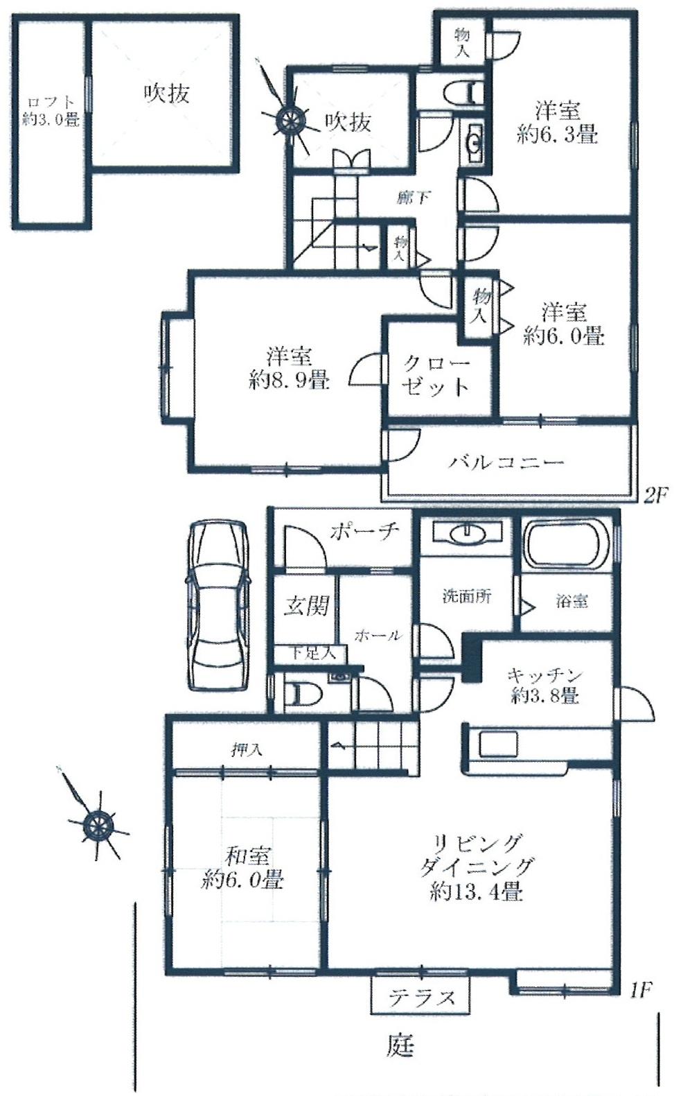 Floor plan. 36,800,000 yen, 4LDK + S (storeroom), Land area 135.11 sq m , Building area 105.98 sq m