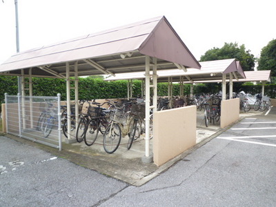 Other common areas. Bicycle parking lot with a roof.