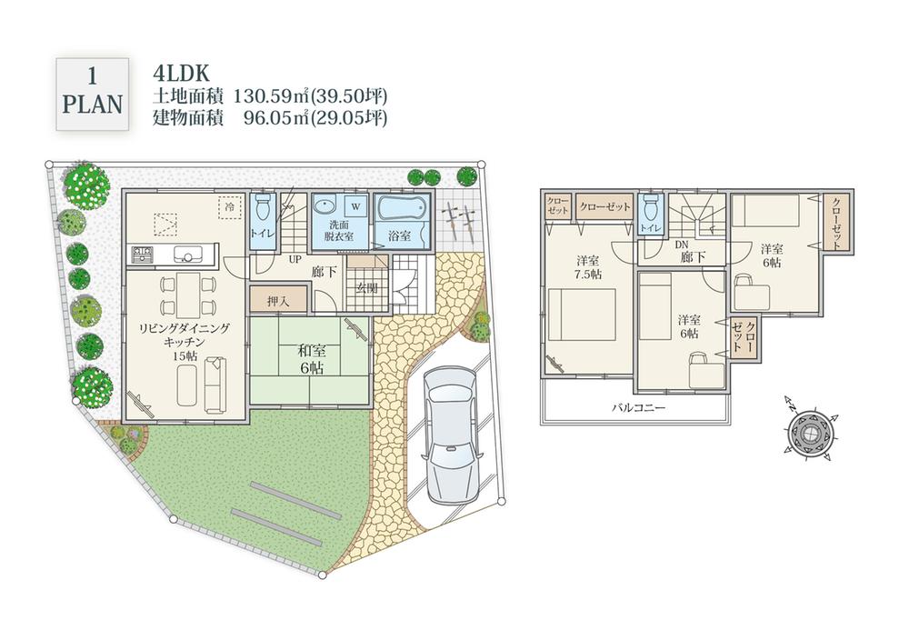 Floor plan. (Section 1), Price 35,800,000 yen, 4LDK, Land area 130.59 sq m , Building area 96.05 sq m