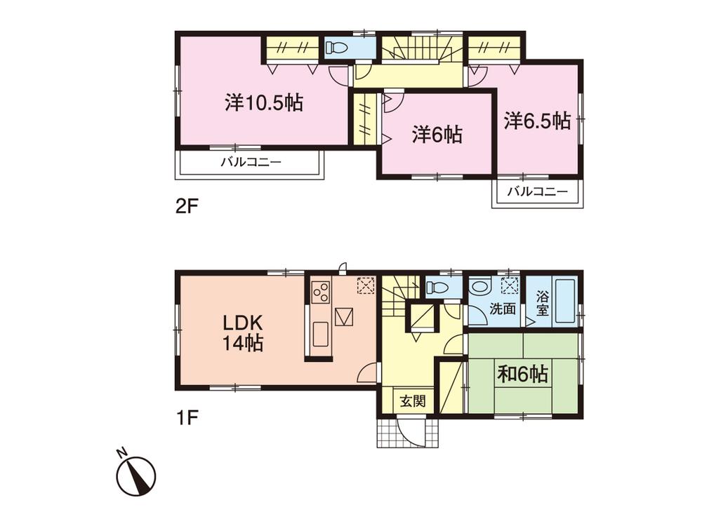 Floor plan. (1 Building), Price 29,800,000 yen, 4LDK, Land area 105.66 sq m , Building area 102.68 sq m
