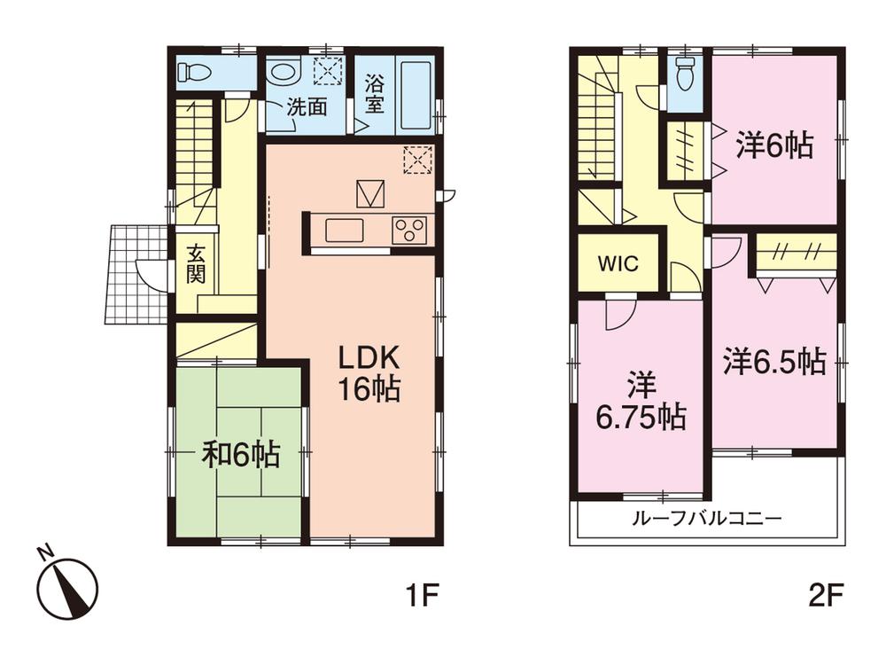 Floor plan. (Building 2), Price 32,800,000 yen, 4LDK, Land area 105.26 sq m , Building area 101.85 sq m