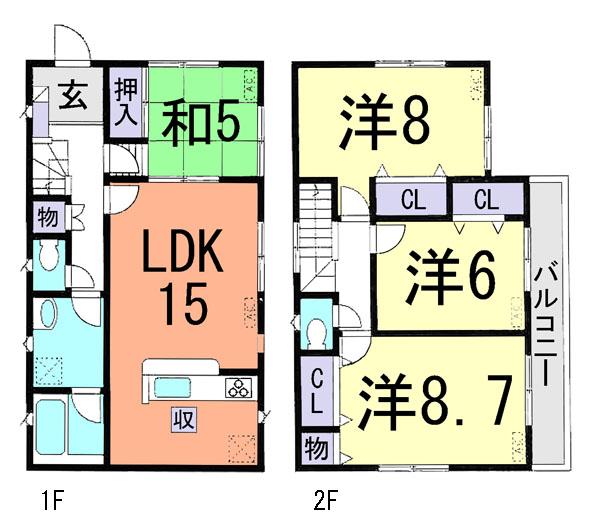 Floor plan. 27,800,000 yen, 4LDK, Land area 104.87 sq m , Building area 99.63 sq m
