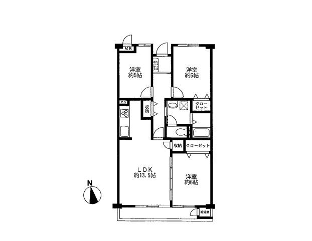 Floor plan. 3LDK, Price 24,900,000 yen, Occupied area 73.63 sq m , Balcony area 8.79 sq m