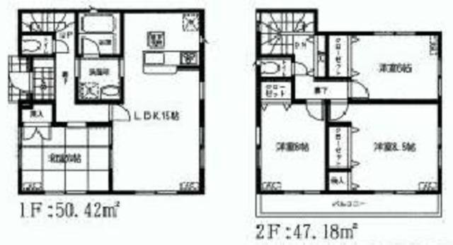 Floor plan. (Building 2), Price 27,800,000 yen, 4LDK, Land area 145.64 sq m , Building area 97.6 sq m