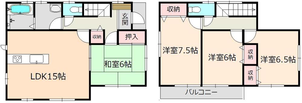 Floor plan. (1 Building), Price 34,800,000 yen, 4LDK, Land area 109.65 sq m , Building area 97.7 sq m