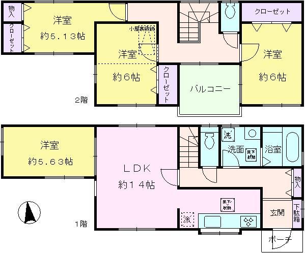 Floor plan. 21.5 million yen, 4LDK, Land area 118.98 sq m , Building area 96.47 sq m