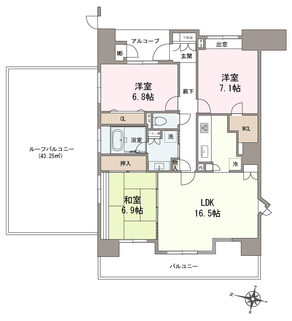 Floor plan. 3LDK, Price 23.5 million yen, Occupied area 85.75 sq m , Balcony area 14.83 sq m