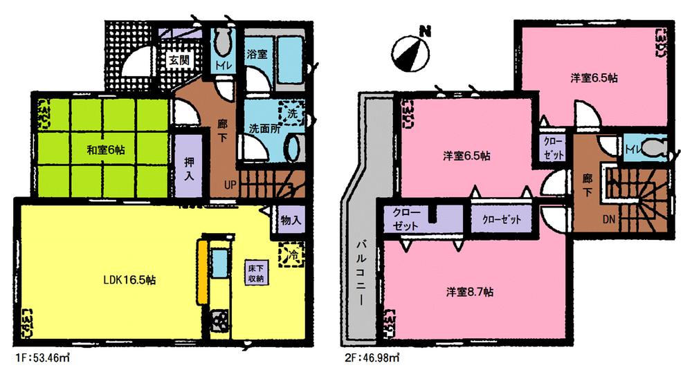 Floor plan. (6 Building), Price 21,800,000 yen, 4LDK, Land area 151.48 sq m , Building area 100.44 sq m