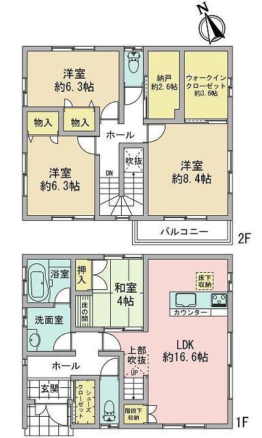 Floor plan. 25,500,000 yen, 4LDK + S (storeroom), Land area 168 sq m , Building area 116 sq m