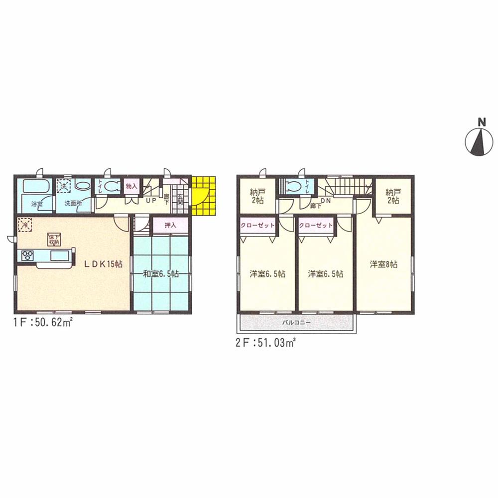 Floor plan. (Building 2), Price 25,900,000 yen, 4LDK+2S, Land area 188.22 sq m , Building area 101.65 sq m