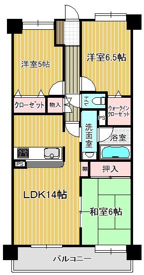 Floor plan. 3LDK, Price 14 million yen, Occupied area 70.94 sq m , Balcony area 7.83 sq m