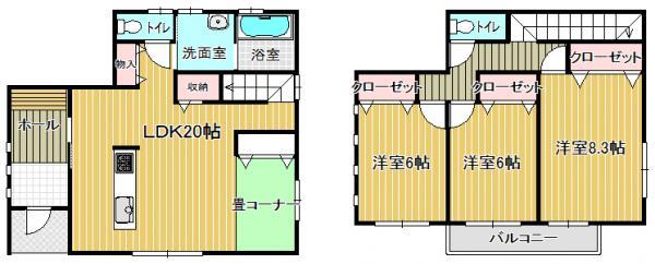 Floor plan. 24,920,000 yen, 3LDK, Land area 212.21 sq m , Building area 107.92 sq m