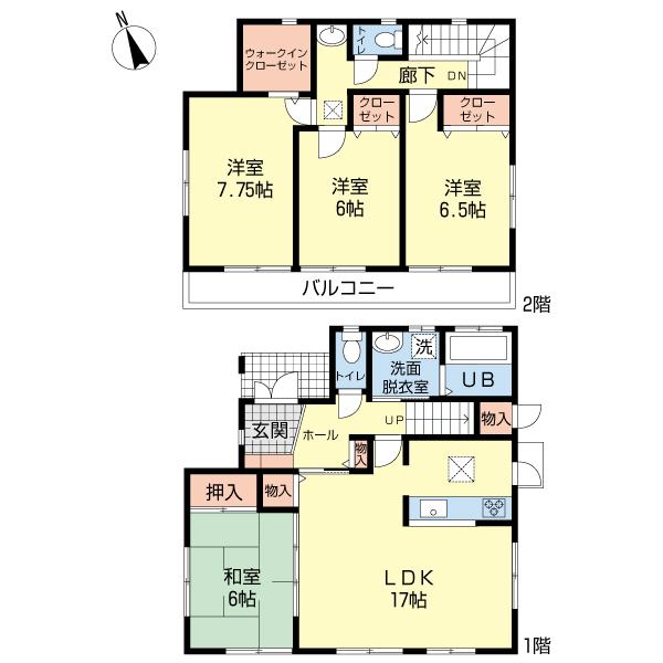 Floor plan. 36,800,000 yen, 4LDK, Land area 185.38 sq m , Building area 107.64 sq m