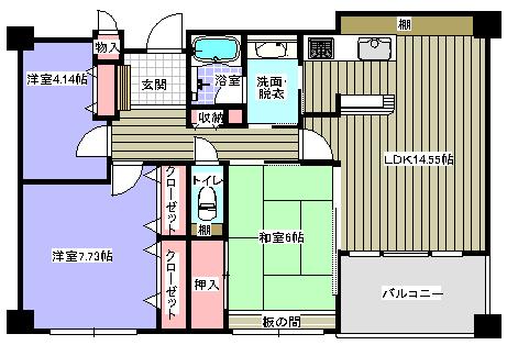 Floor plan. 3LDK, Price 29.5 million yen, Occupied area 83.68 sq m , Balcony area 8.55 sq m
