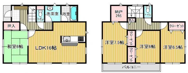 Floor plan. 17.8 million yen, 4LDK+S, Land area 149.19 sq m , Building area 101.65 sq m