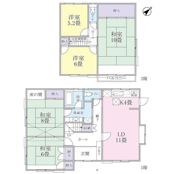 Floor plan. 17.8 million yen, 5LDK, Land area 198.42 sq m , Building area 128.34 sq m