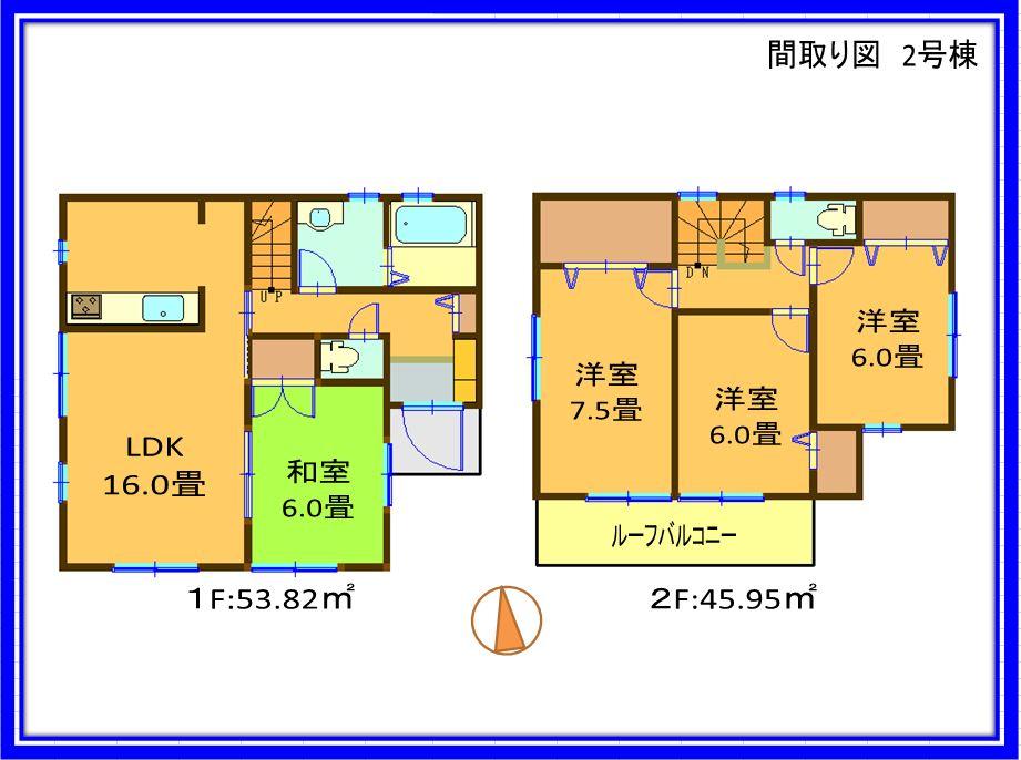 Floor plan. (Building 2), Price 22,800,000 yen, 4LDK+S, Land area 180.46 sq m , Building area 99.77 sq m