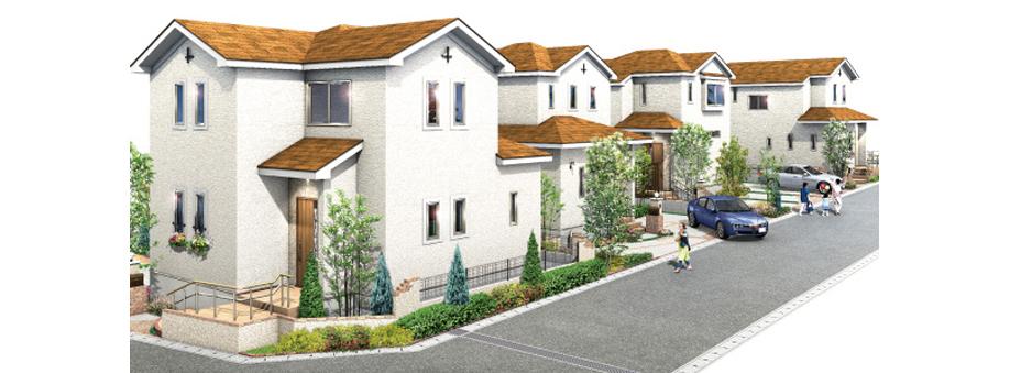 Rendering (appearance).  [Rendering (pallet Court Nanakodai Ali Bianca field) white walls and appearance beautiful contrast of orange roof. European architectural design, which stuck to the "white", We insist on individuality that Siemens the surrounding environment and the clear distinction.