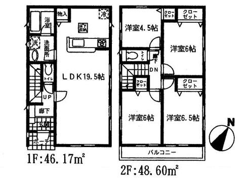 Floor plan. 19,800,000 yen, 4LDK + S (storeroom), Land area 150.05 sq m , Building area 94.77 sq m