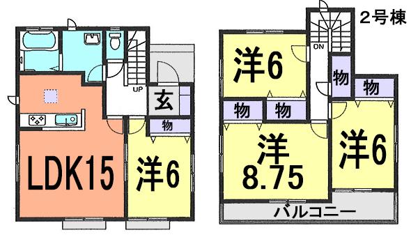 Floor plan. (Building 2), Price 23.6 million yen, 4LDK, Land area 161.08 sq m , Building area 98.95 sq m