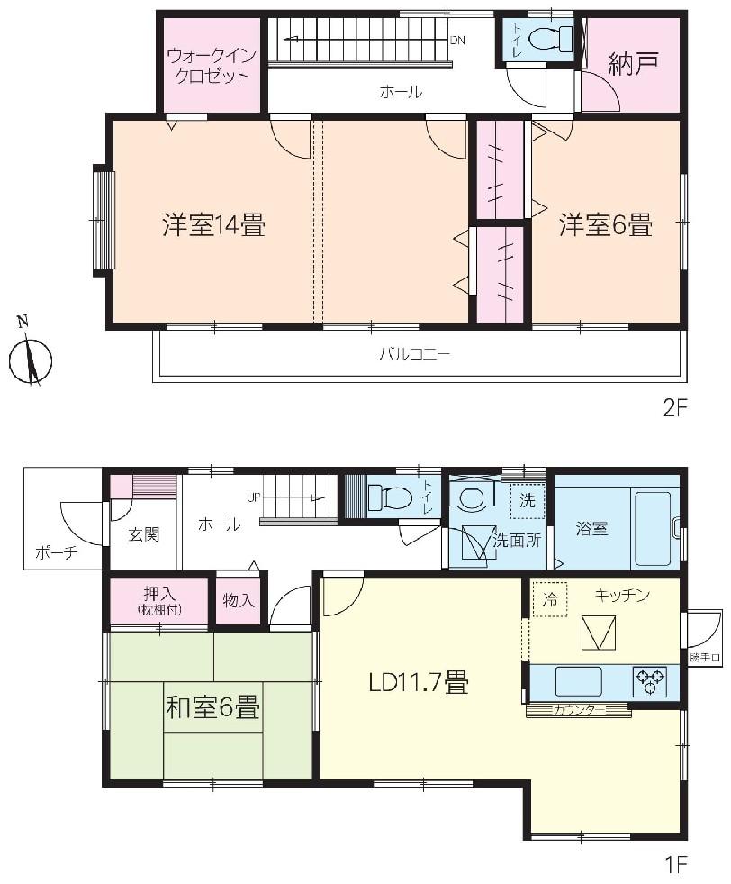 Floor plan. 23.8 million yen, 4LDK + S (storeroom), Land area 154.5 sq m , Building area 110.12 sq m