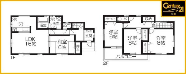 Floor plan. 19.3 million yen, 4LDK, Land area 140.16 sq m , Building area 105.57 sq m