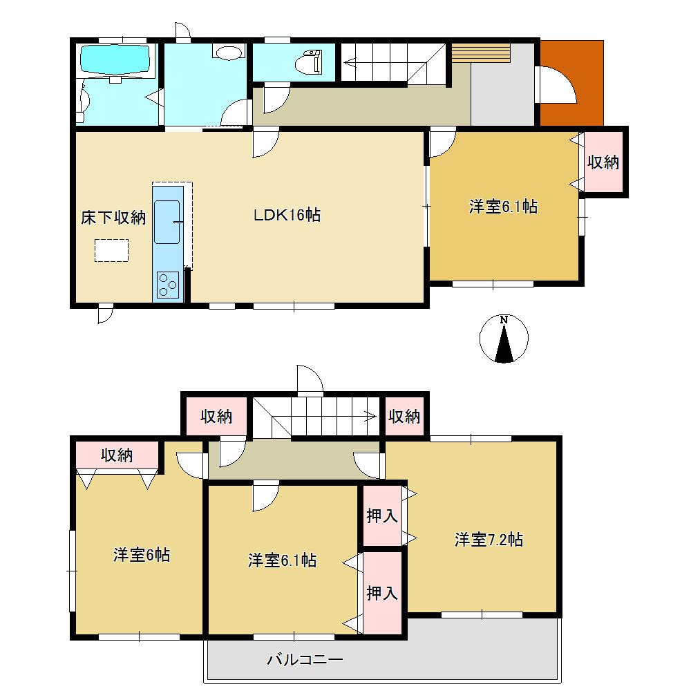 Floor plan. 20.8 million yen, 4LDK, Land area 147.94 sq m , Building area 96.88 sq m