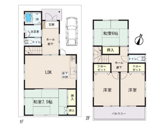 Floor plan. 13.8 million yen, 4LDK, Land area 113.39 sq m , Building area 92.74 sq m