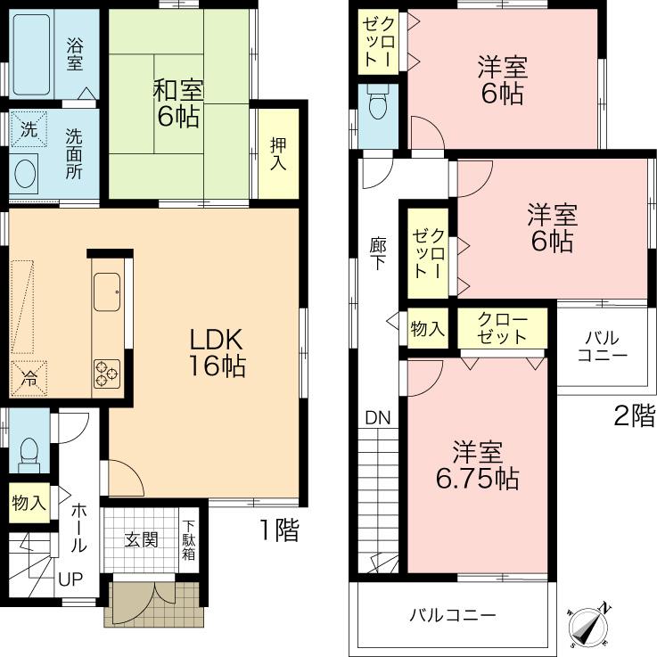 Floor plan. (1 Building), Price 21.3 million yen, 4LDK, Land area 114.25 sq m , Building area 98.82 sq m