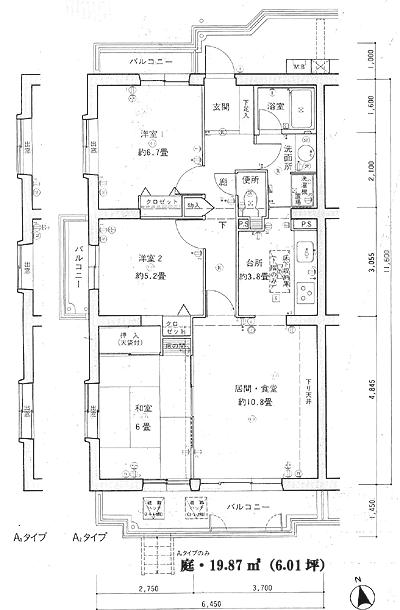 Floor plan. 3LDK, Price 7.8 million yen, Footprint 75.2 sq m , Balcony area 10.61 sq m