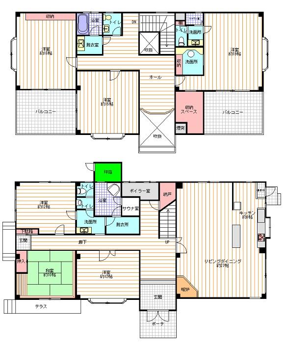 Floor plan. 51 million yen, 6LDK + S (storeroom), Land area 1,995 sq m , Building area 342.99 sq m