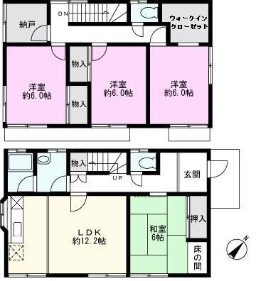 Floor plan. 12.8 million yen, 4LDK + S (storeroom), Land area 190.89 sq m , Building area 100.1 sq m