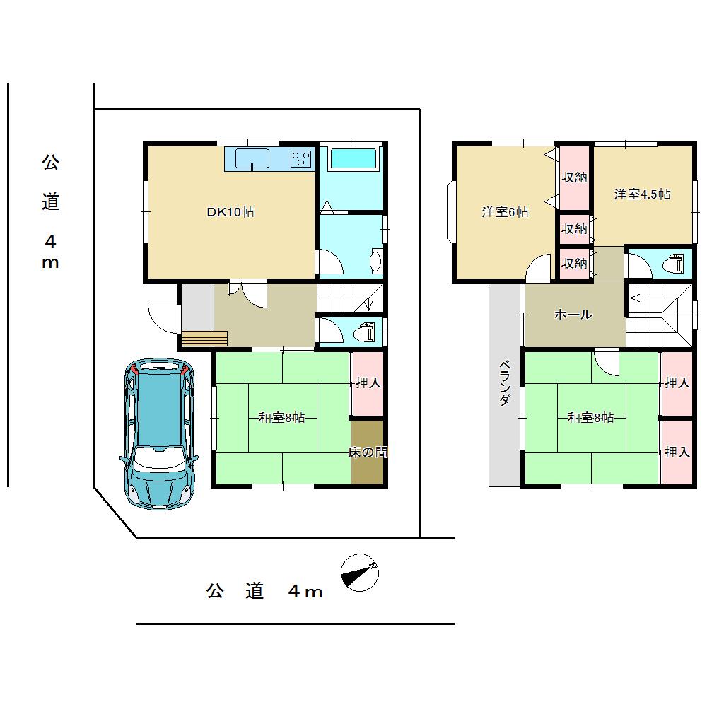 Floor plan. 12.5 million yen, 4DK, Land area 120.52 sq m , Building area 97.7 sq m