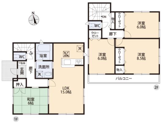 Floor plan. 21,800,000 yen, 4LDK, Land area 134.57 sq m , Building area 97.6 sq m floor plan