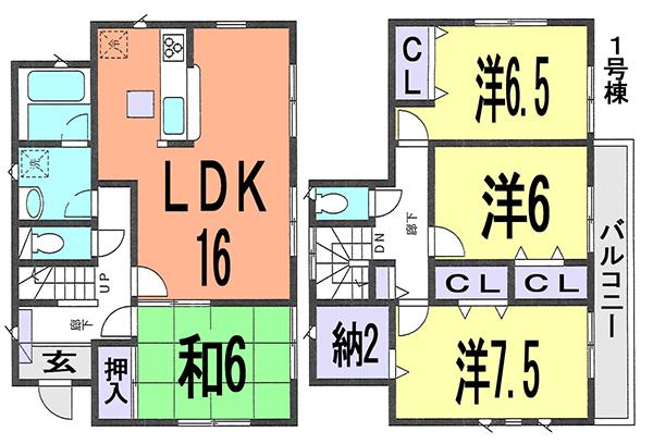 Floor plan. (1 Building), Price 15.8 million yen, 4LDK, Land area 151.69 sq m , Building area 101.65 sq m