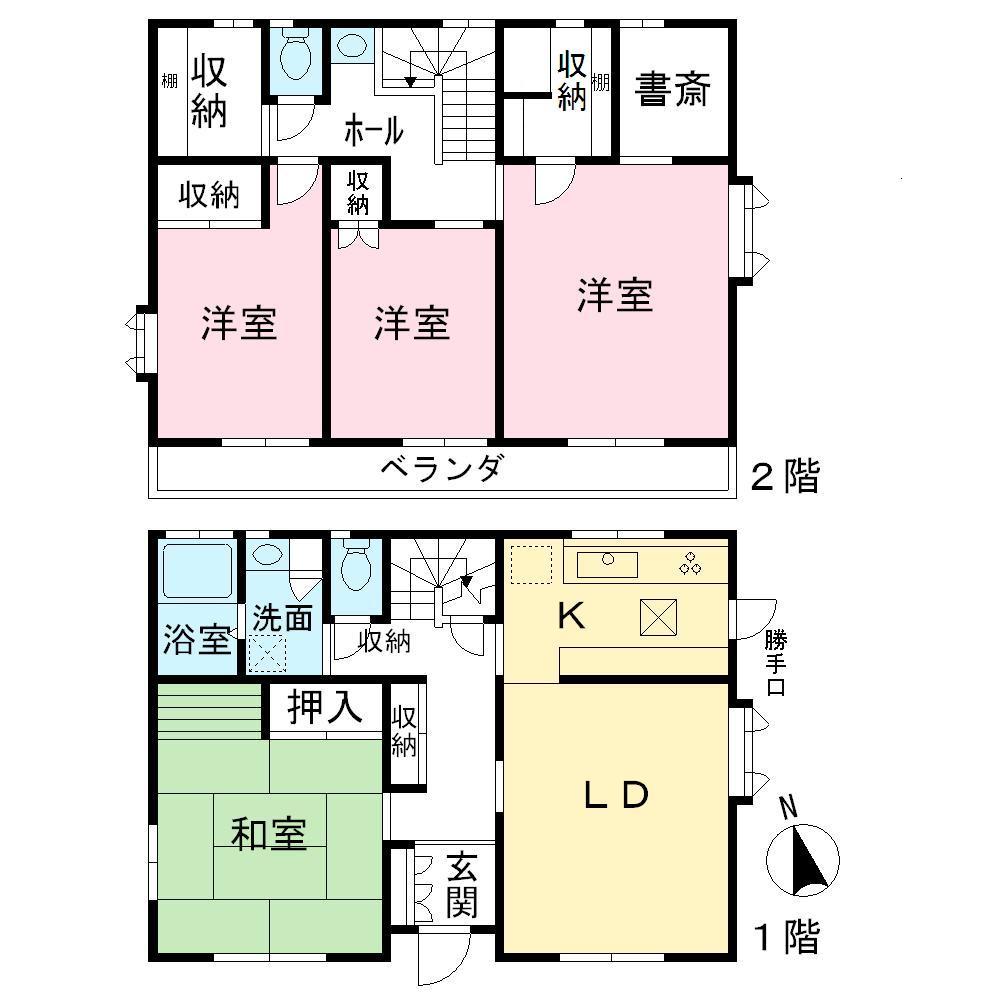 Floor plan. 25,800,000 yen, 4LDK, Land area 184.14 sq m , Building area 126.02 sq m