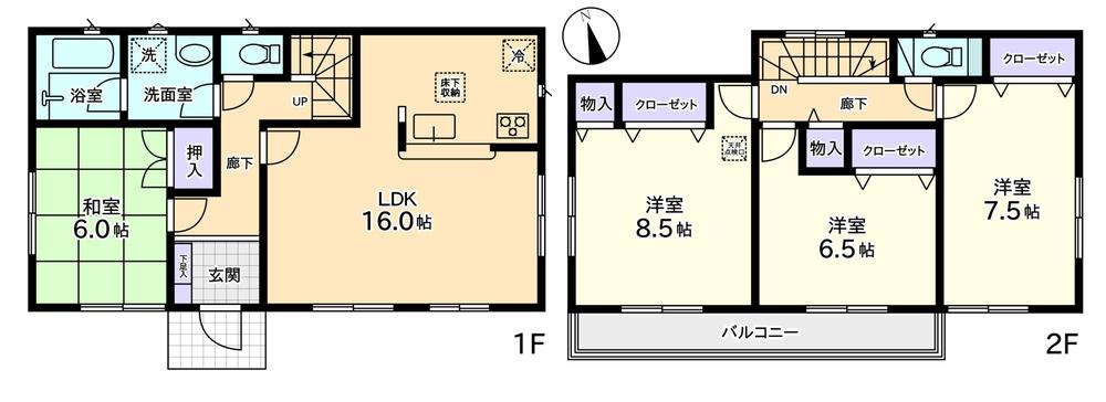 Floor plan. (7 Building), Price 23.8 million yen, 4LDK, Land area 206.78 sq m , Building area 103.68 sq m