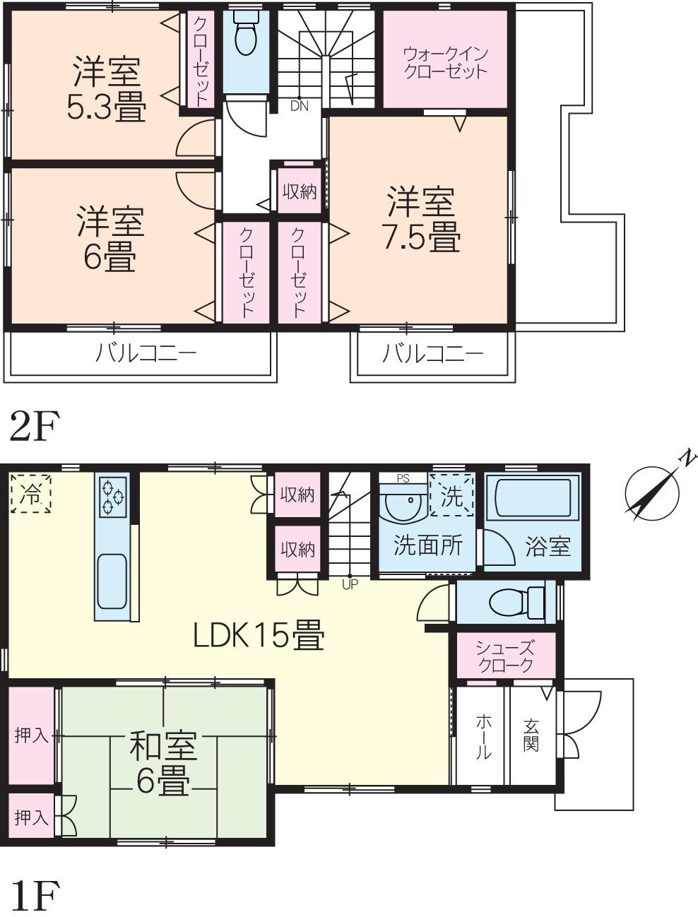 Floor plan. 20.8 million yen, 4LDK, Land area 140.26 sq m , Building area 104.33 sq m