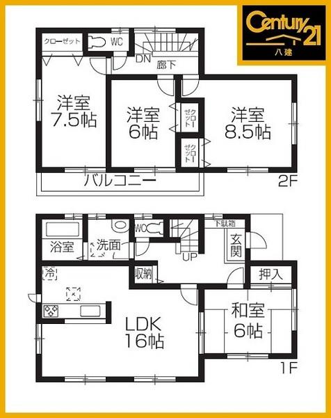 Floor plan. 23,900,000 yen, 4LDK, Land area 152.49 sq m , Building area 105.15 sq m