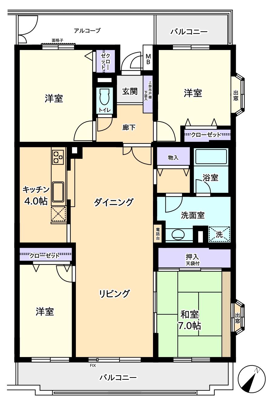 Floor plan. 4LDK, Price 13.8 million yen, Footprint 108.54 sq m , Balcony area 15.37 sq m